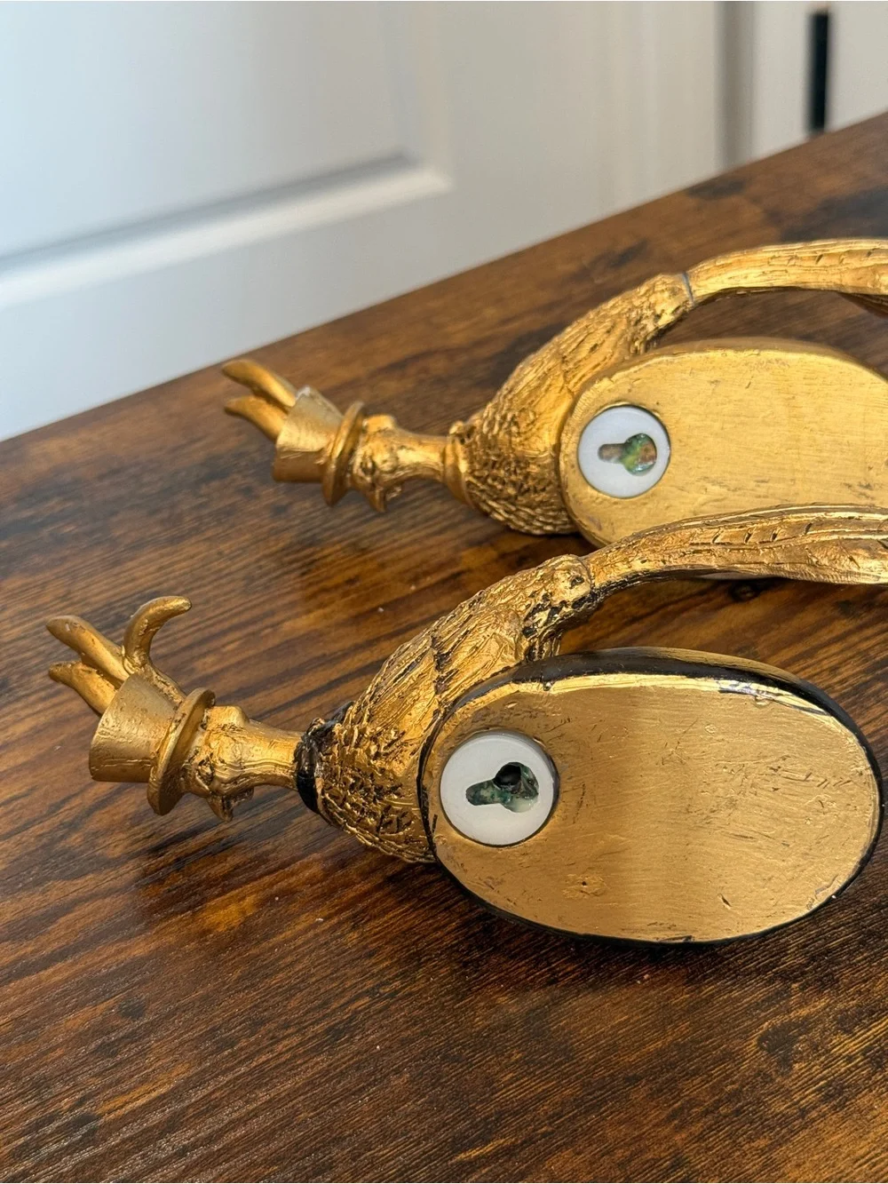 Decorative Gold Peacock Wall Hooks - Set of 2